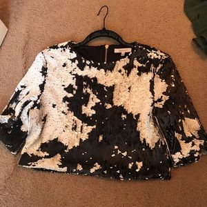 Lucy Paris Sequin Flip Crop Top